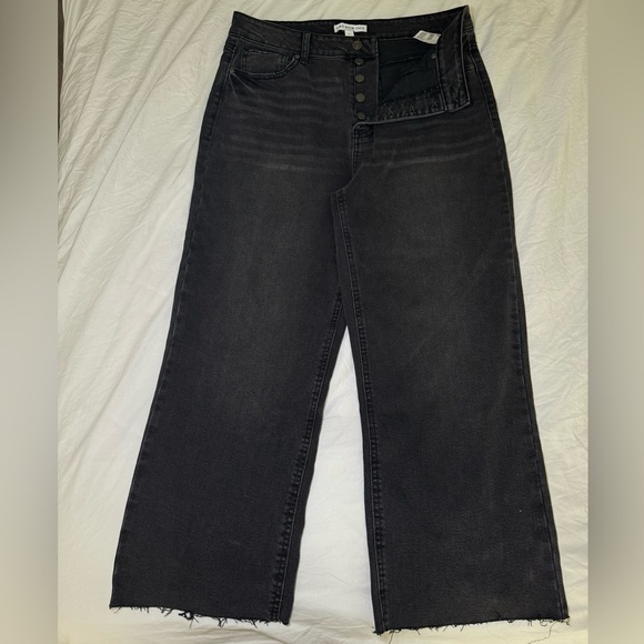NWOT And Now This Jeans High Waist Wide-Leg Rip Crop Black Wash Size 31 Vintage - Picture 11 of 16
